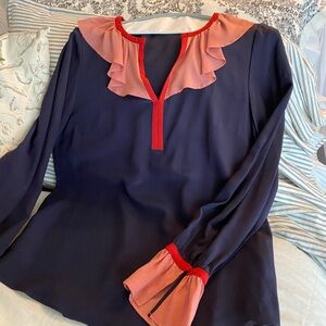 Boden NAVY BLUE Constance Silk Blouse PRISTINE
